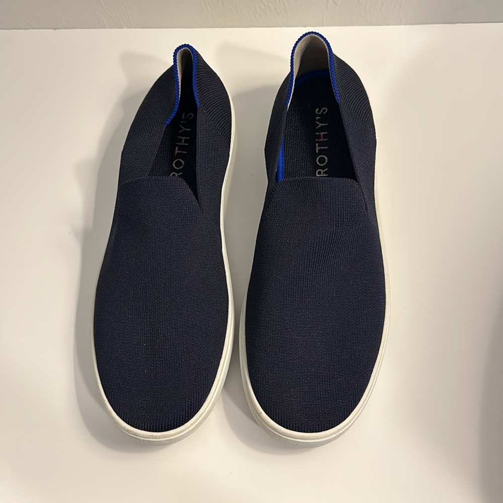 Rothy's Women's Recycled Navy Knit The Sneaker Slip On Shoes 10.5 EUC